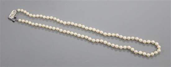 A Mikimoto Akoya cultured pearl single row necklace